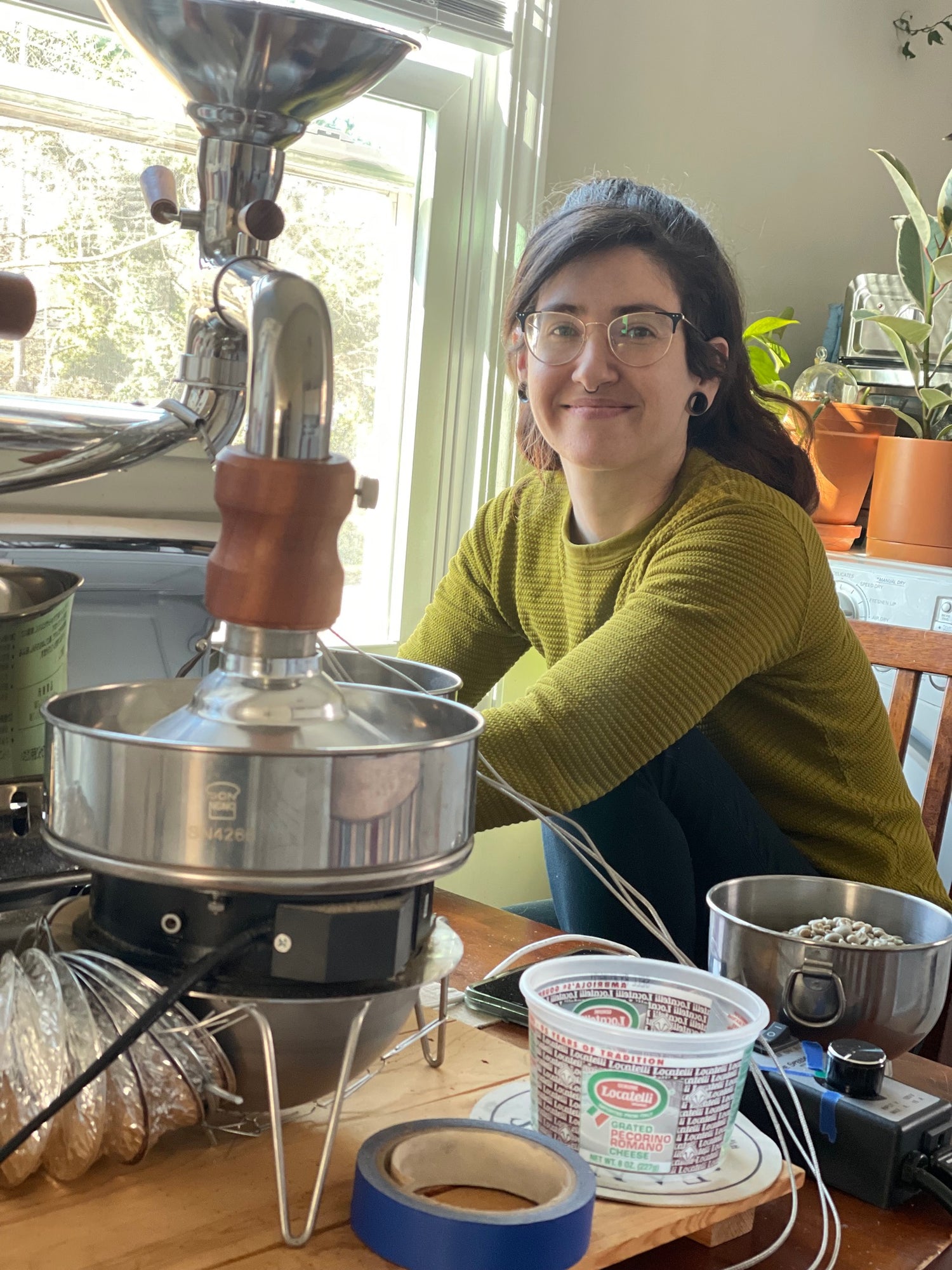 Mandy roasting on our Huky.