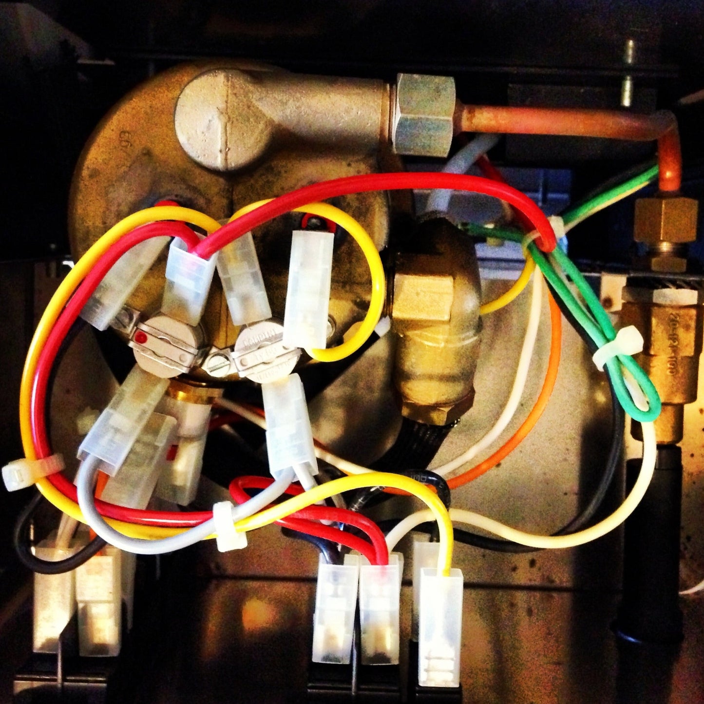 Interior of Rancilio Silvia espresso machine.