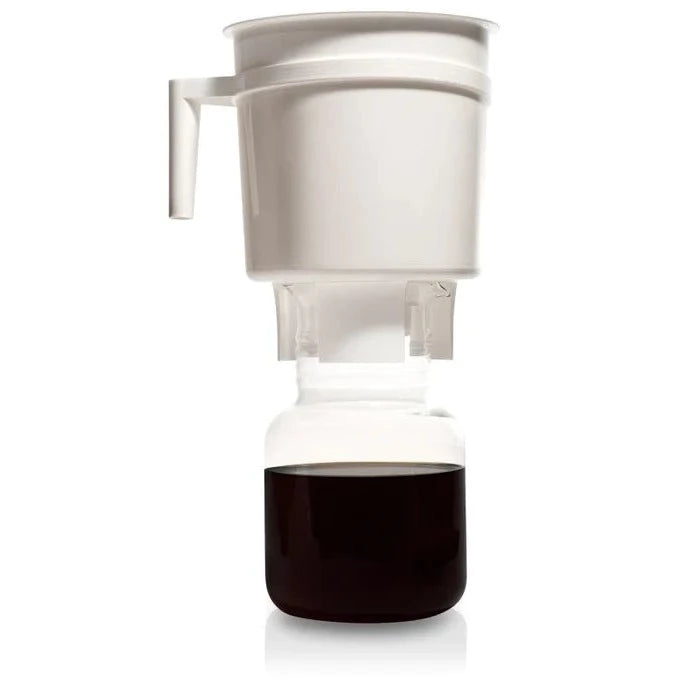 Photo courtesy of Espresso Parts. Toddy Cold Brew System is fulled drained, sitting on its glass decanter.
